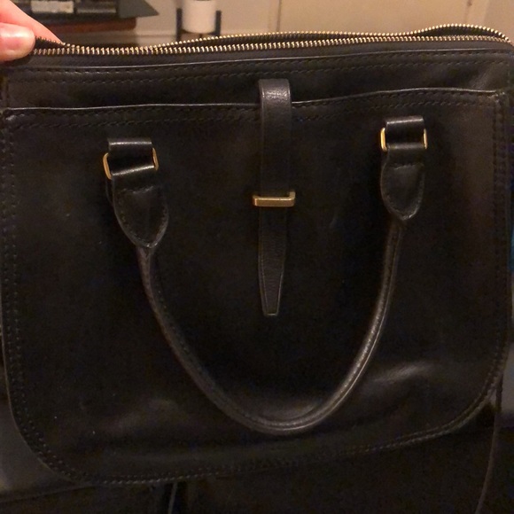 Black real authentic leather fossil bag and matching black fossil wallet . - Picture 2 of 4